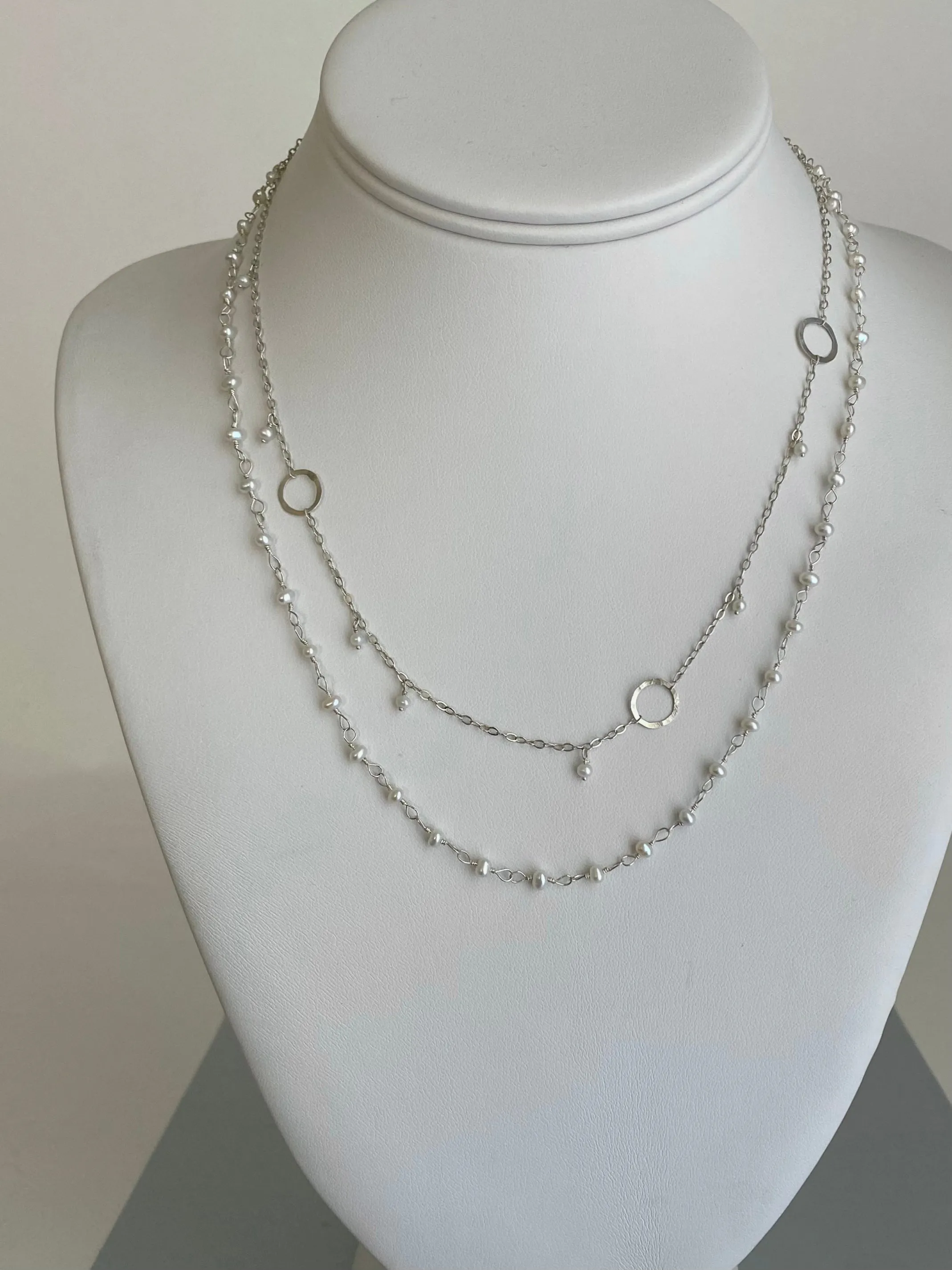 Silver Hand Tied Pearl Necklace