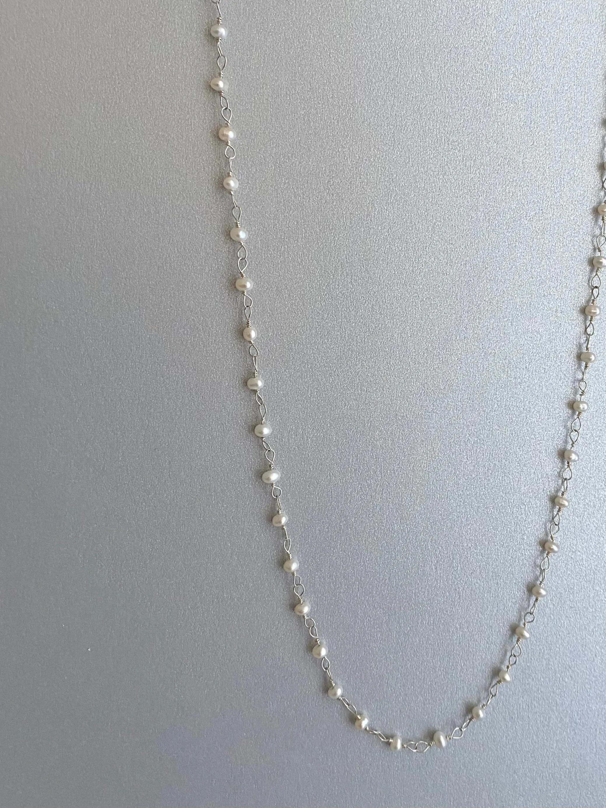 Silver Hand Tied Pearl Necklace