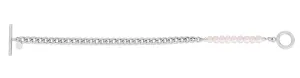 Silver Pearl Curb Toggle Bracelet