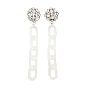 Silver rhinestone and clear chain earrings