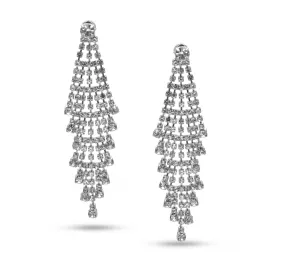 SILVER RHINESTONE CRYSTAL CHANDELIER EARRINGS #SQ6043S(GE16)