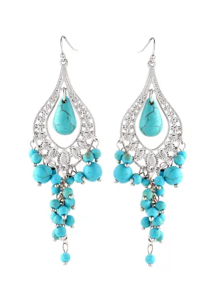 SILVER TURQUOISE CHANDELIER EARRING  #FW1404221
