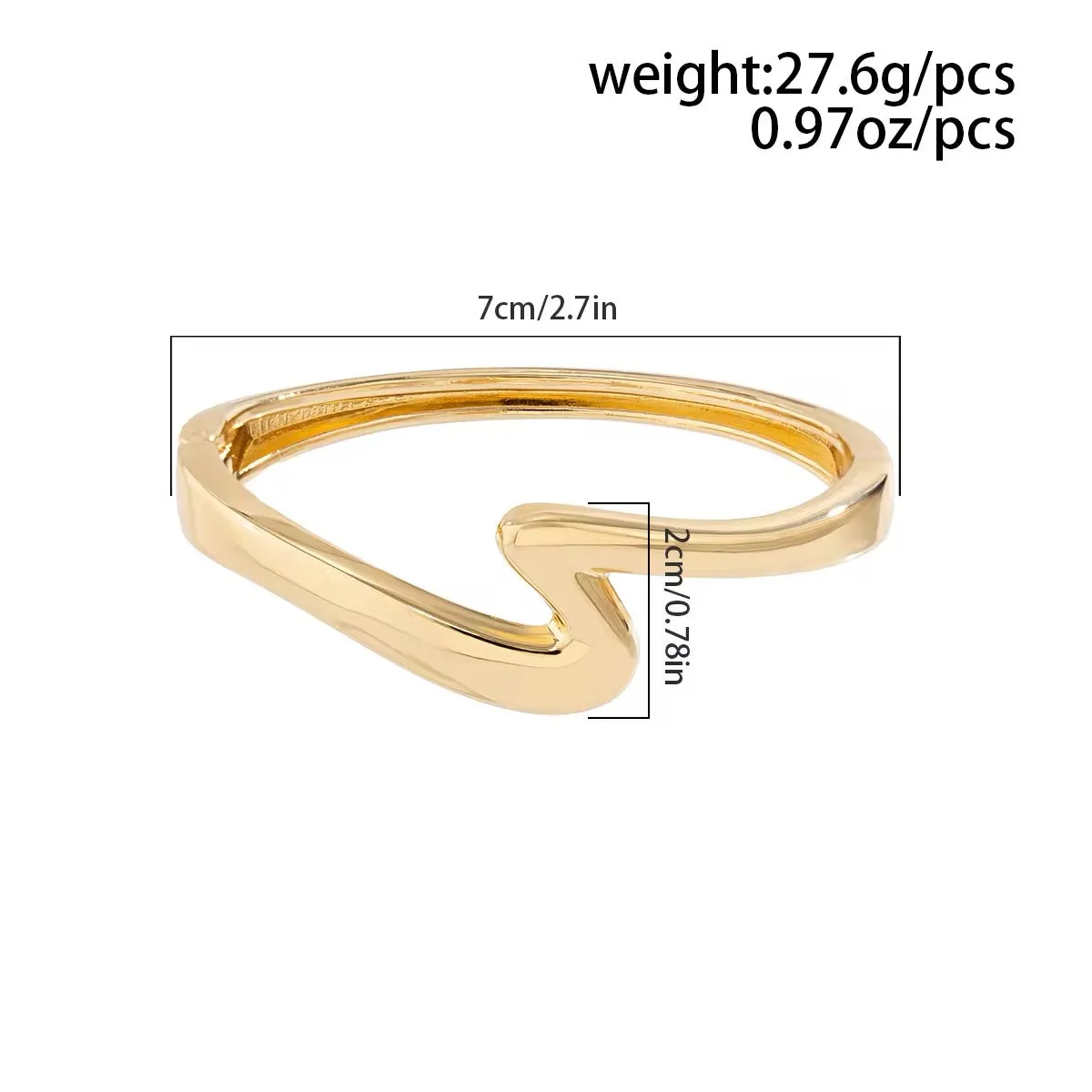 Simple Curved Z-Shaped Glossy Wave Bangles Bracelets