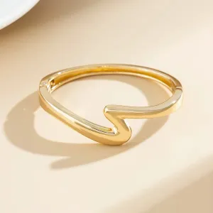 Simple Curved Z-Shaped Glossy Wave Bangles Bracelets