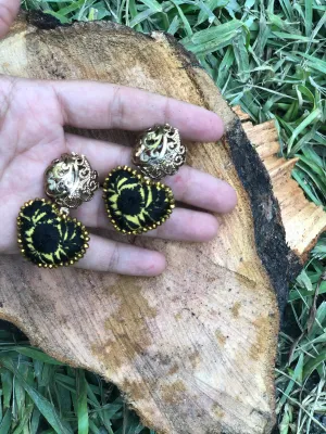 Small Statement Black and Yellow Earrings