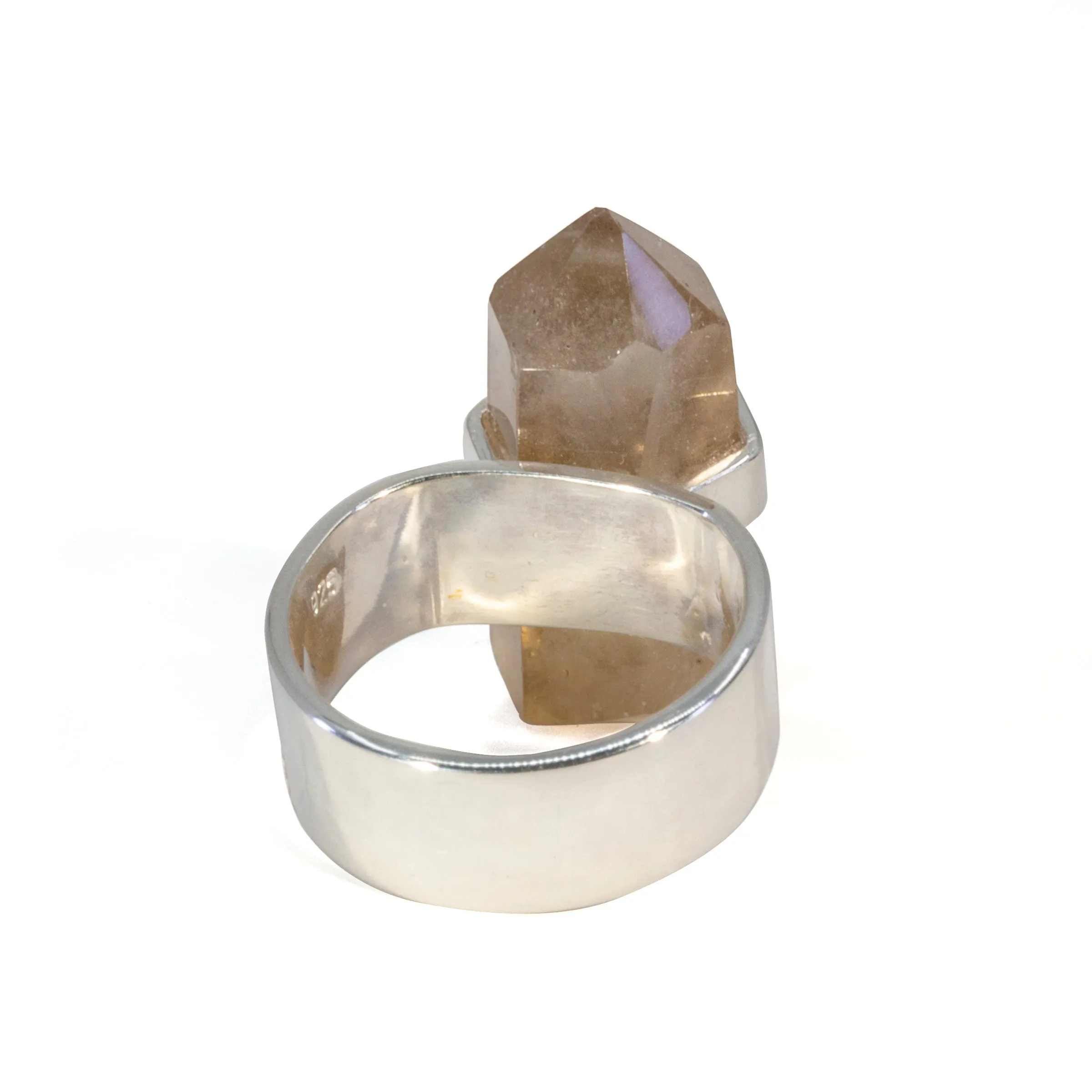 Smoky Quartz 20.84 Carat Polished Crystal Handcrafted Sterling Silver Ring