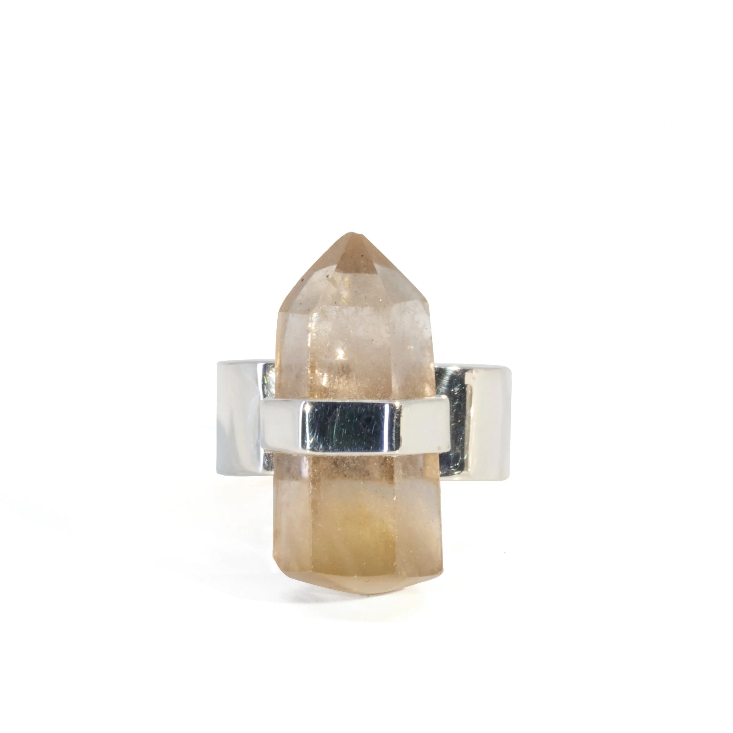 Smoky Quartz 20.84 Carat Polished Crystal Handcrafted Sterling Silver Ring