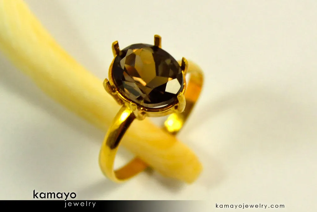 SMOKY QUARTZ RING - 10x8mm Smoky Quartz Ring for Women