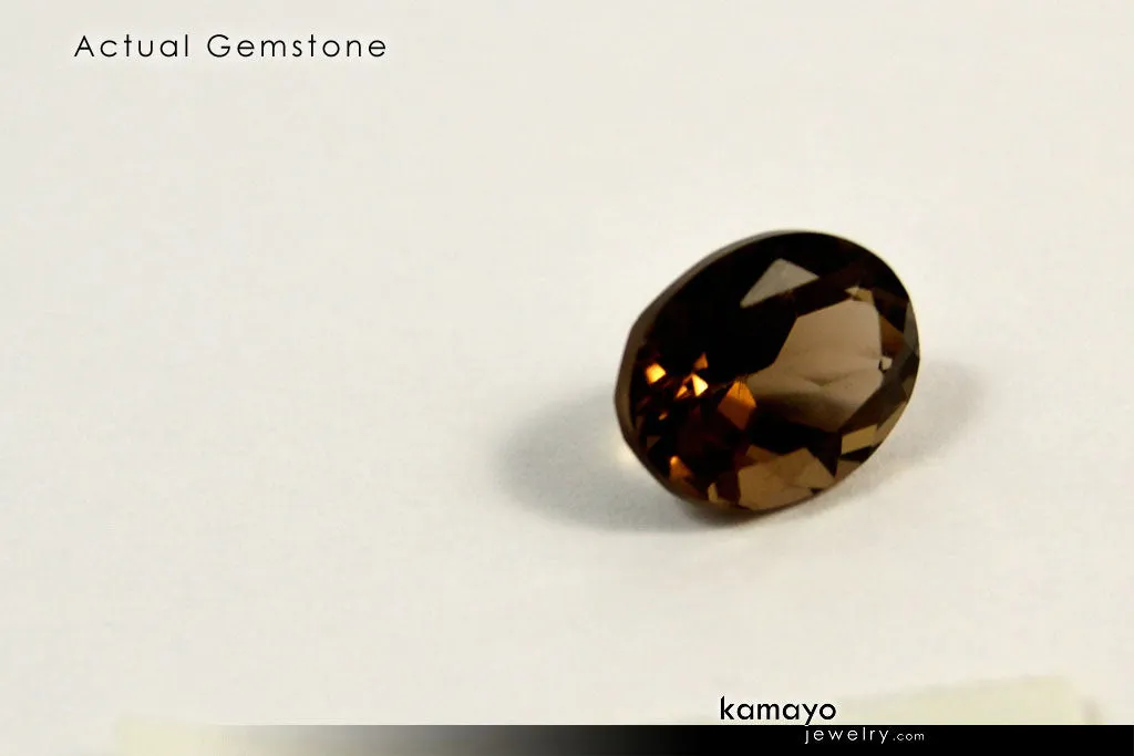 SMOKY QUARTZ RING - 10x8mm Smoky Quartz Ring for Women