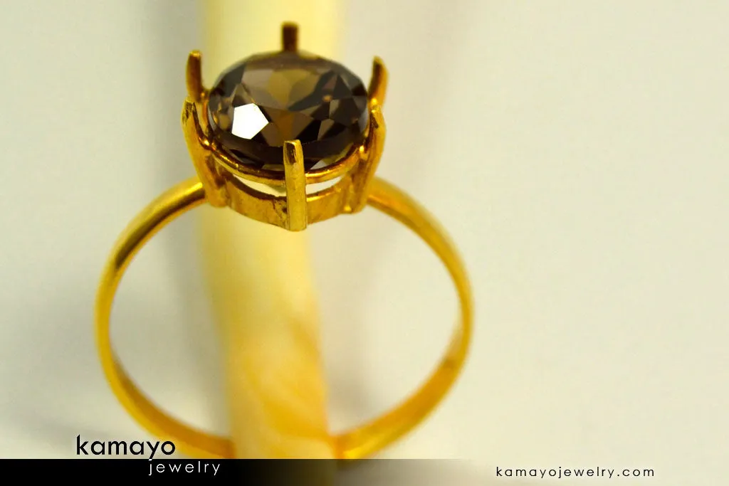 SMOKY QUARTZ RING - 10x8mm Smoky Quartz Ring for Women