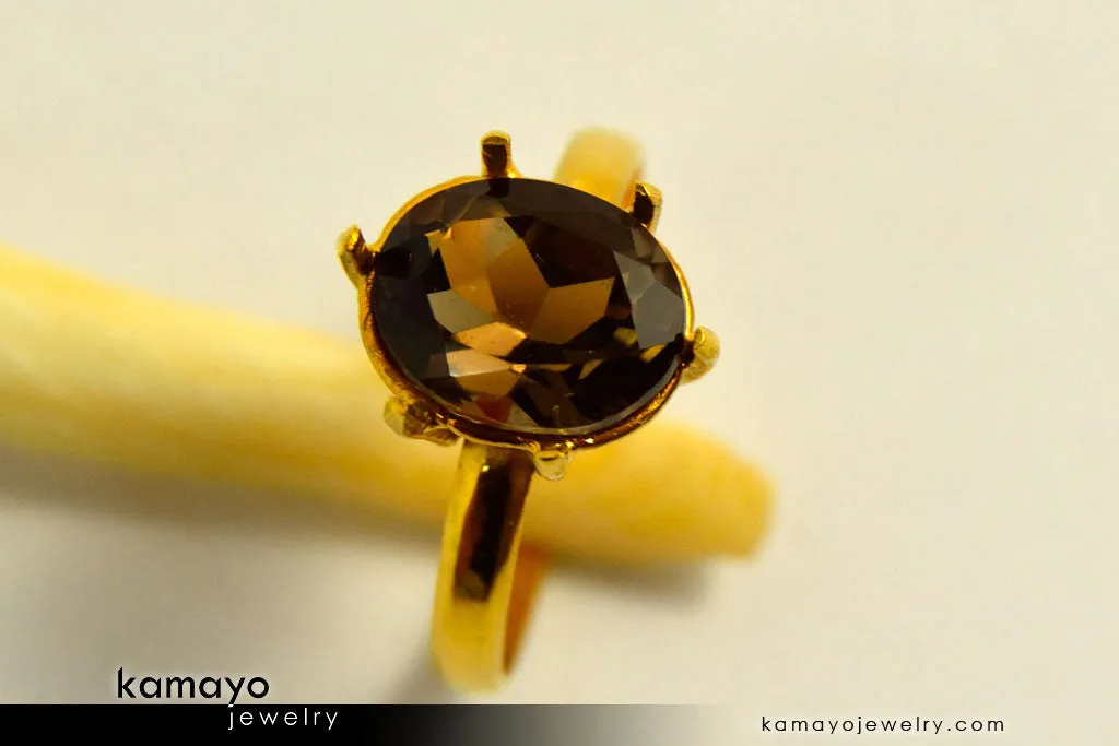 SMOKY QUARTZ RING - 10x8mm Smoky Quartz Ring for Women
