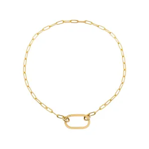 Solid Small Oval Toggle Paperclip Link Bracelet 14K