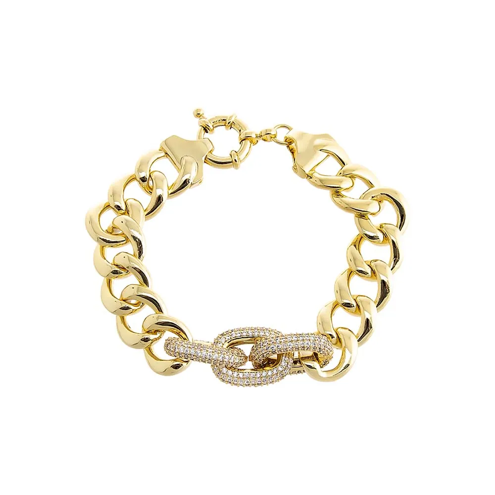 Solid/Pave Accented Toggle Link Bracelet