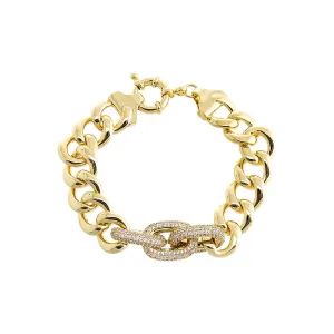 Solid/Pave Accented Toggle Link Bracelet