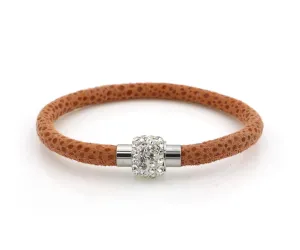 Sparkling Orange Leather Single Bracelet