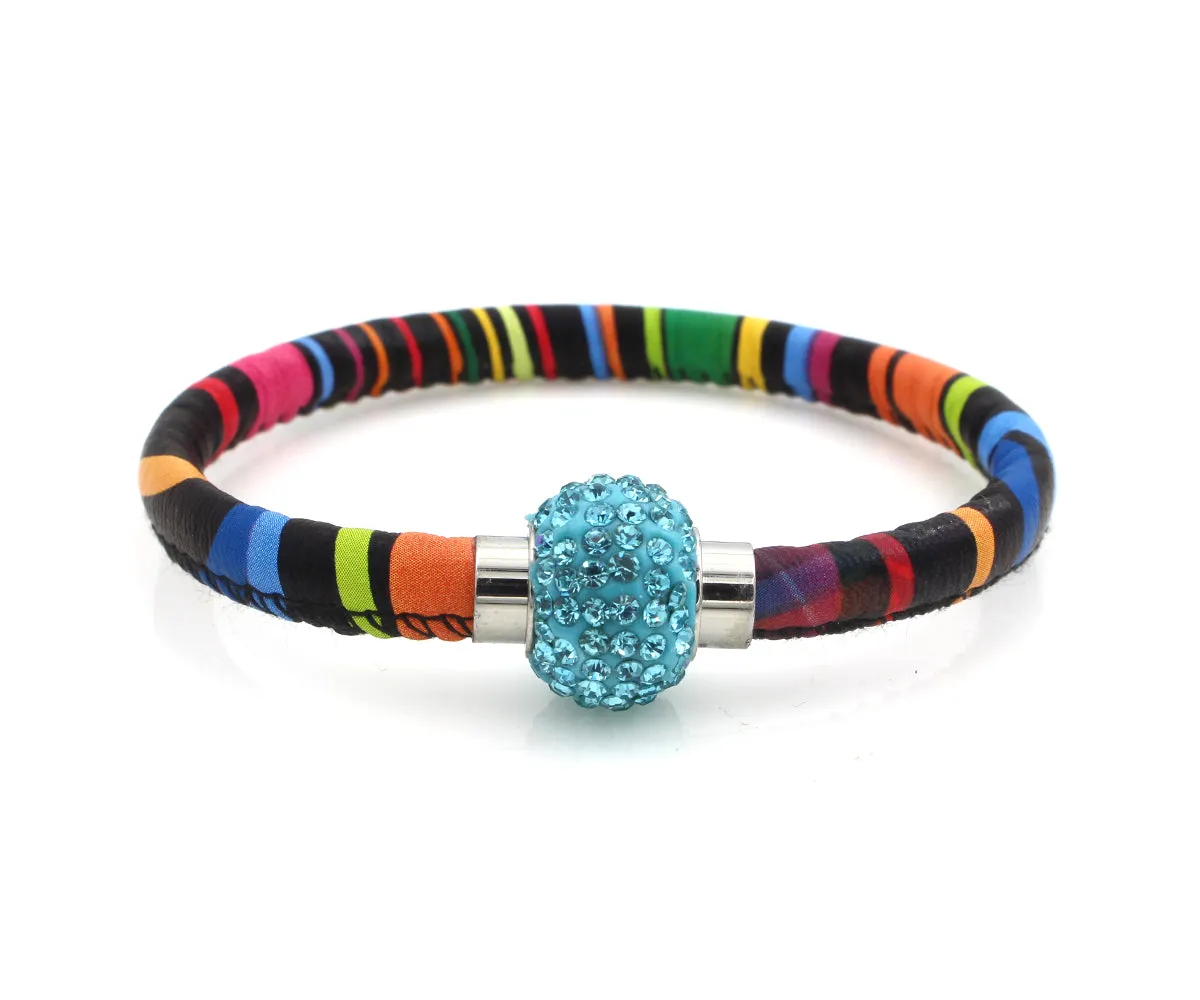 Sparkling Teal Multicolor Leather Single Bracelet