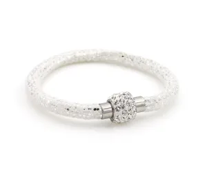 Sparkling White Leather Single Bracelet