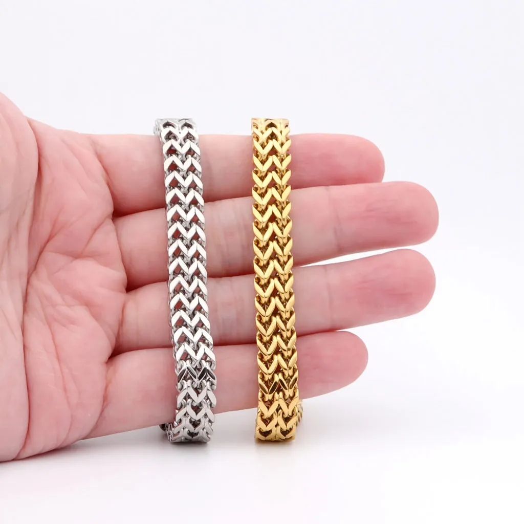 Stainless Steel 9mm Double Rows Franco Link Bracelet