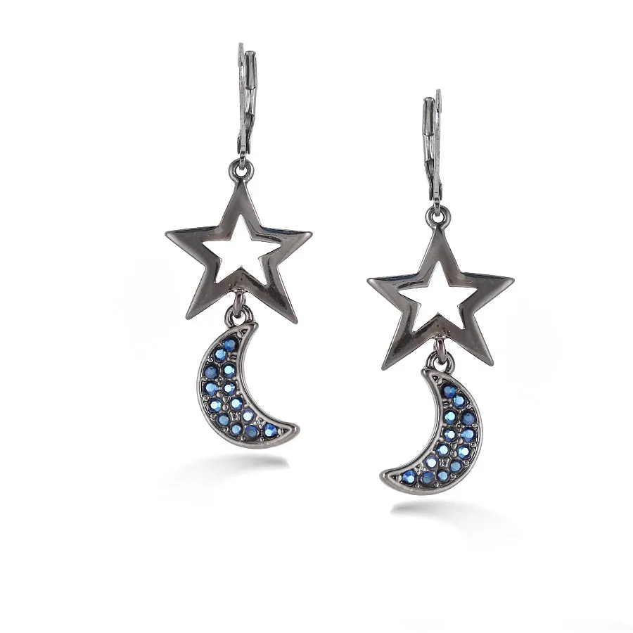 STAR AND MOON CRYSTAL EARRINGS #200HT3301 (5A2)