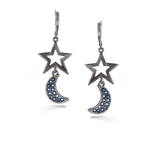 STAR AND MOON CRYSTAL EARRINGS #200HT3301 (5A2)
