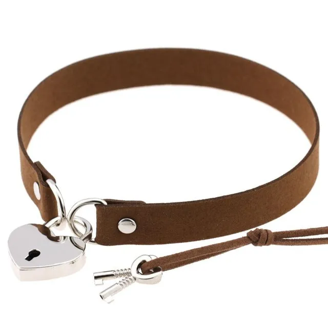 Steampunk Gothic Collier Leather Lock&Heart Decoration Tattoo Harness Choker Necklace Female Grunge Jewelry Statement Necklace