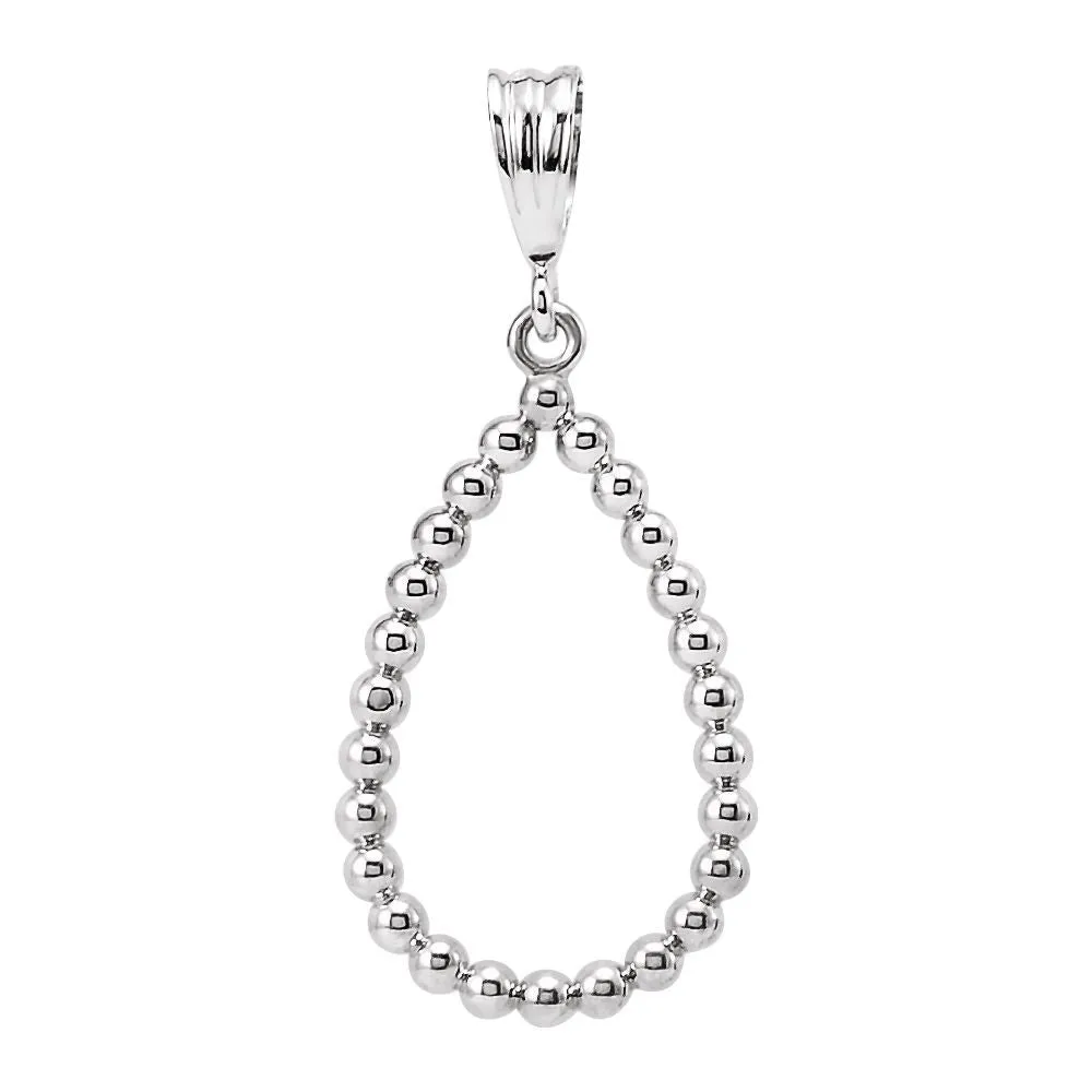 Sterling Silver Beaded Teardrop Silhouette Pendant