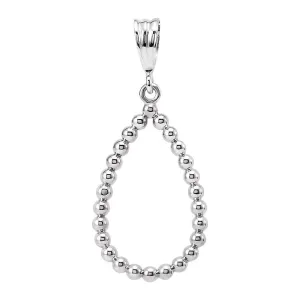 Sterling Silver Beaded Teardrop Silhouette Pendant