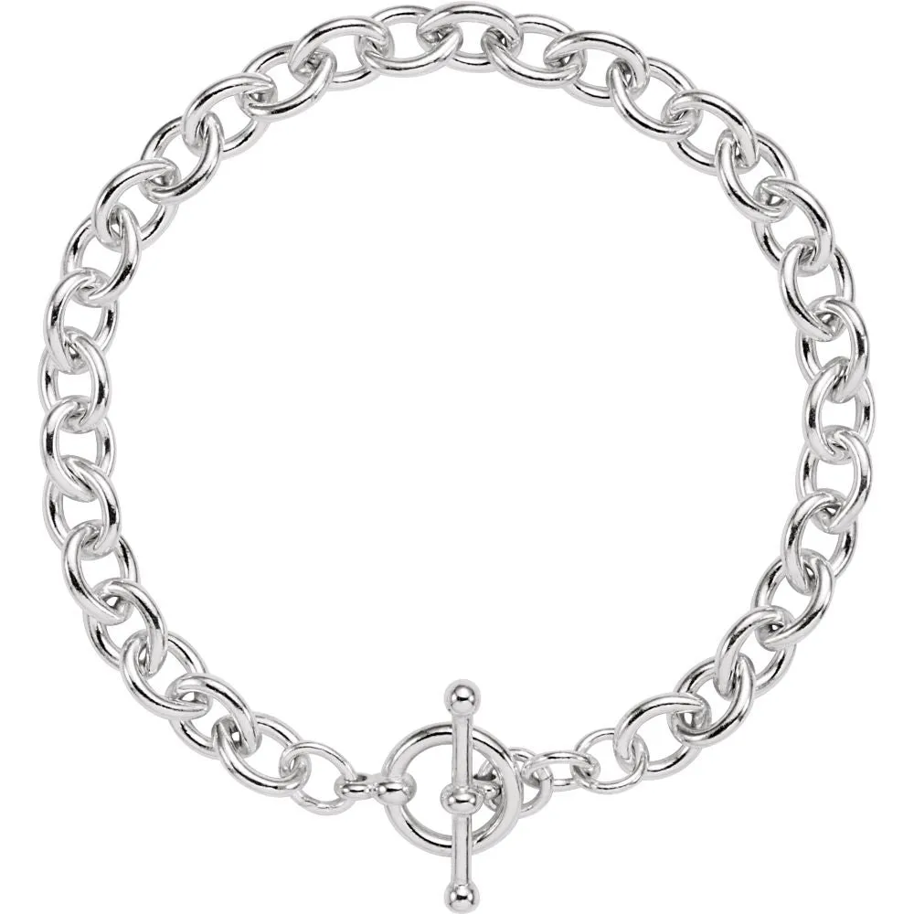 Sterling Silver Cable 6.5" Bracelet with Toggle Clasp
