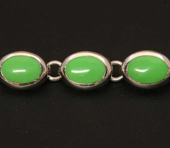 Sterling Silver Gaspeite Bracelet 8"