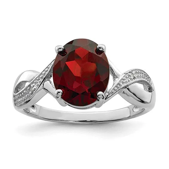 Sterling Silver Genuine 10x8mm Oval Gemstone & Diamond Rings