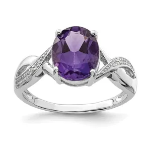 Sterling Silver Genuine 10x8mm Oval Gemstone & Diamond Rings