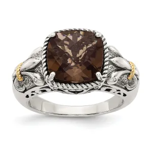 Sterling Silver Gold Smokey Quartz Ring