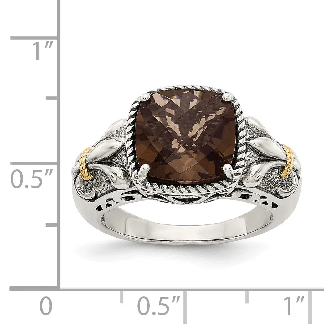 Sterling Silver Gold Smokey Quartz Ring