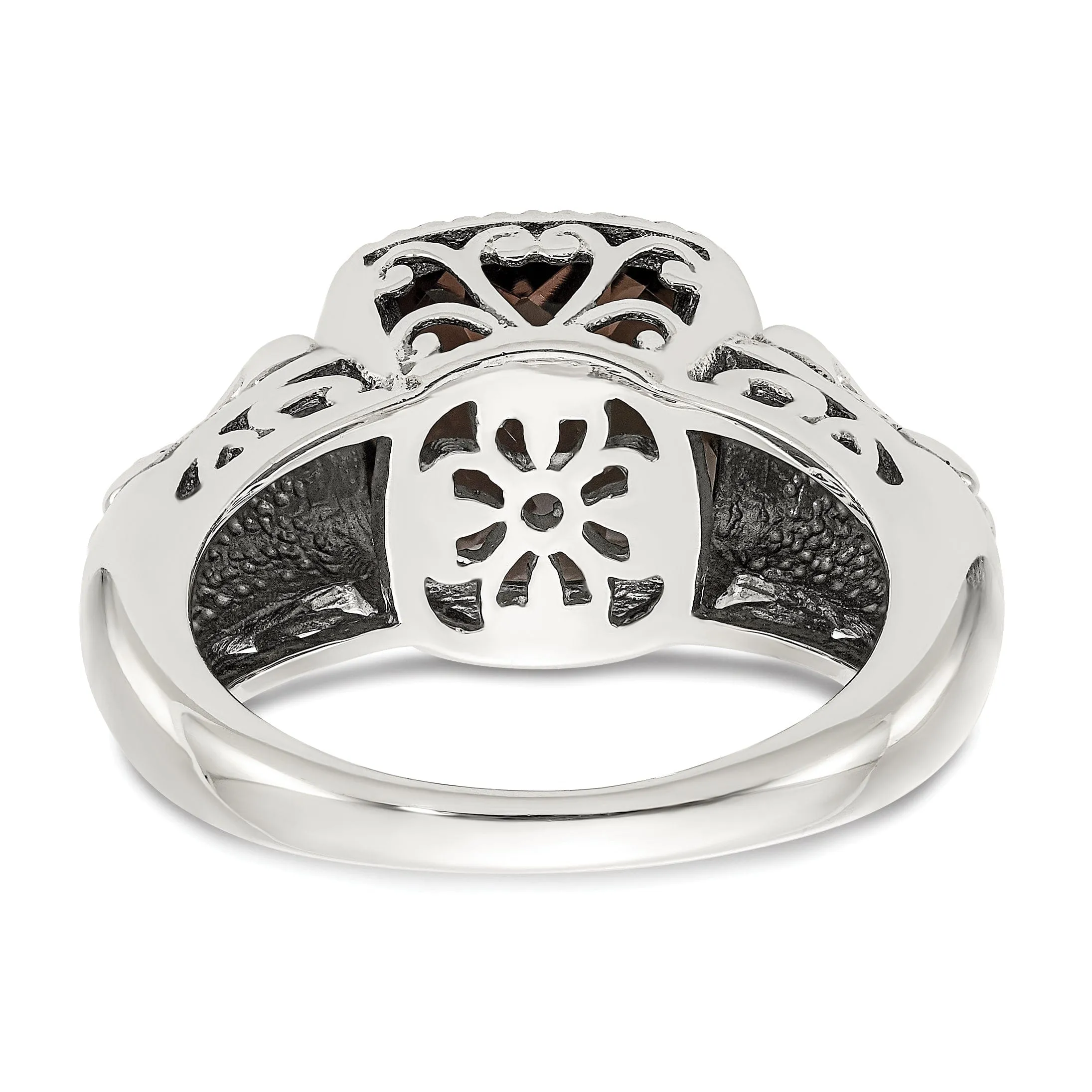 Sterling Silver Gold Smokey Quartz Ring