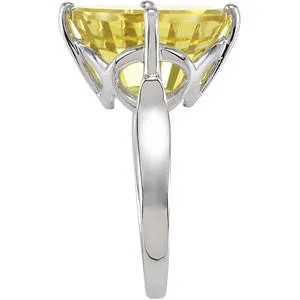 Sterling Silver Lime Quartz Ring, Size 7