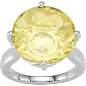 Sterling Silver Lime Quartz Ring, Size 7
