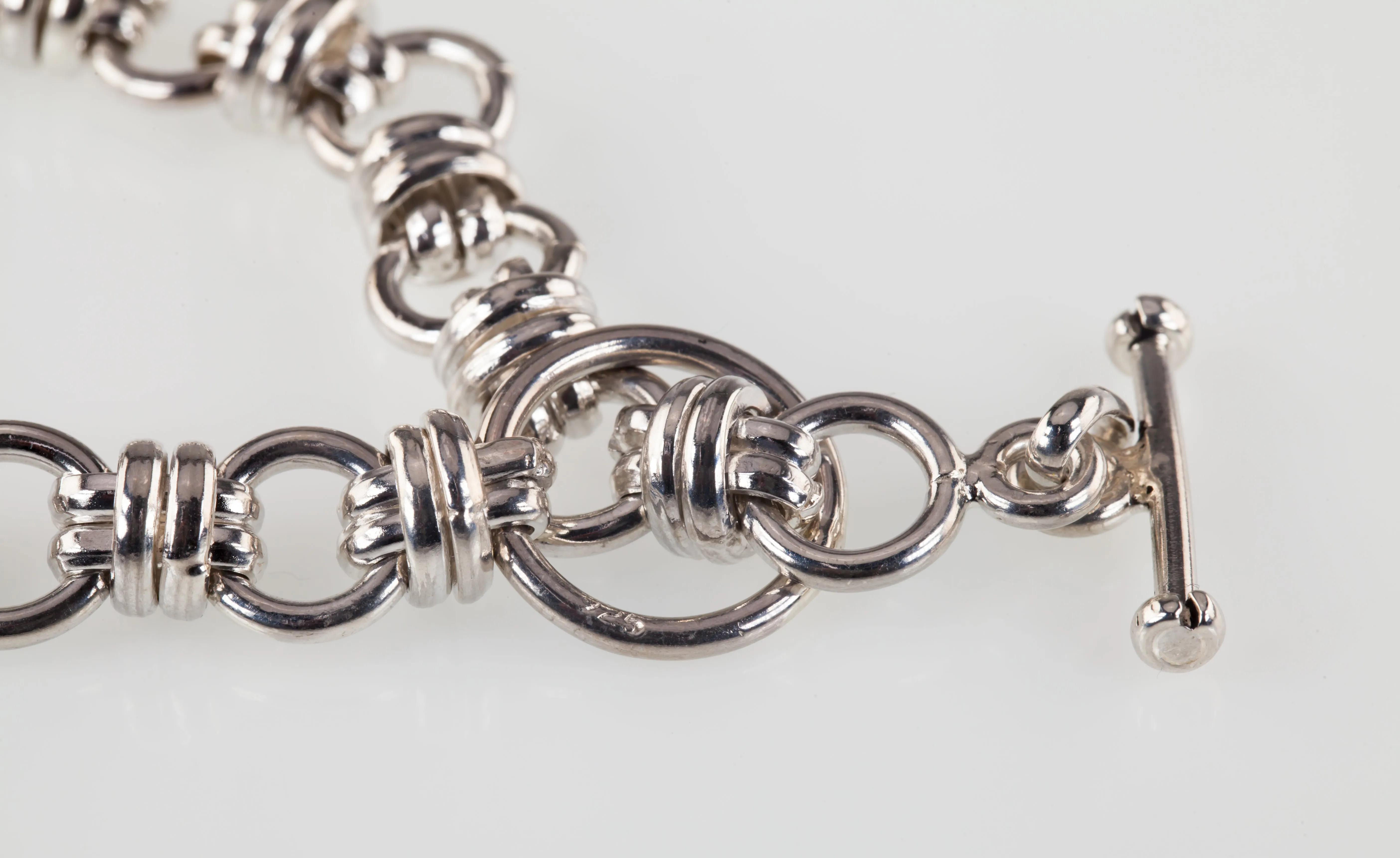 Sterling Silver Multi Cross Link Bracelet 8.25" Long