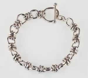 Sterling Silver Multi Cross Link Bracelet 8.25" Long