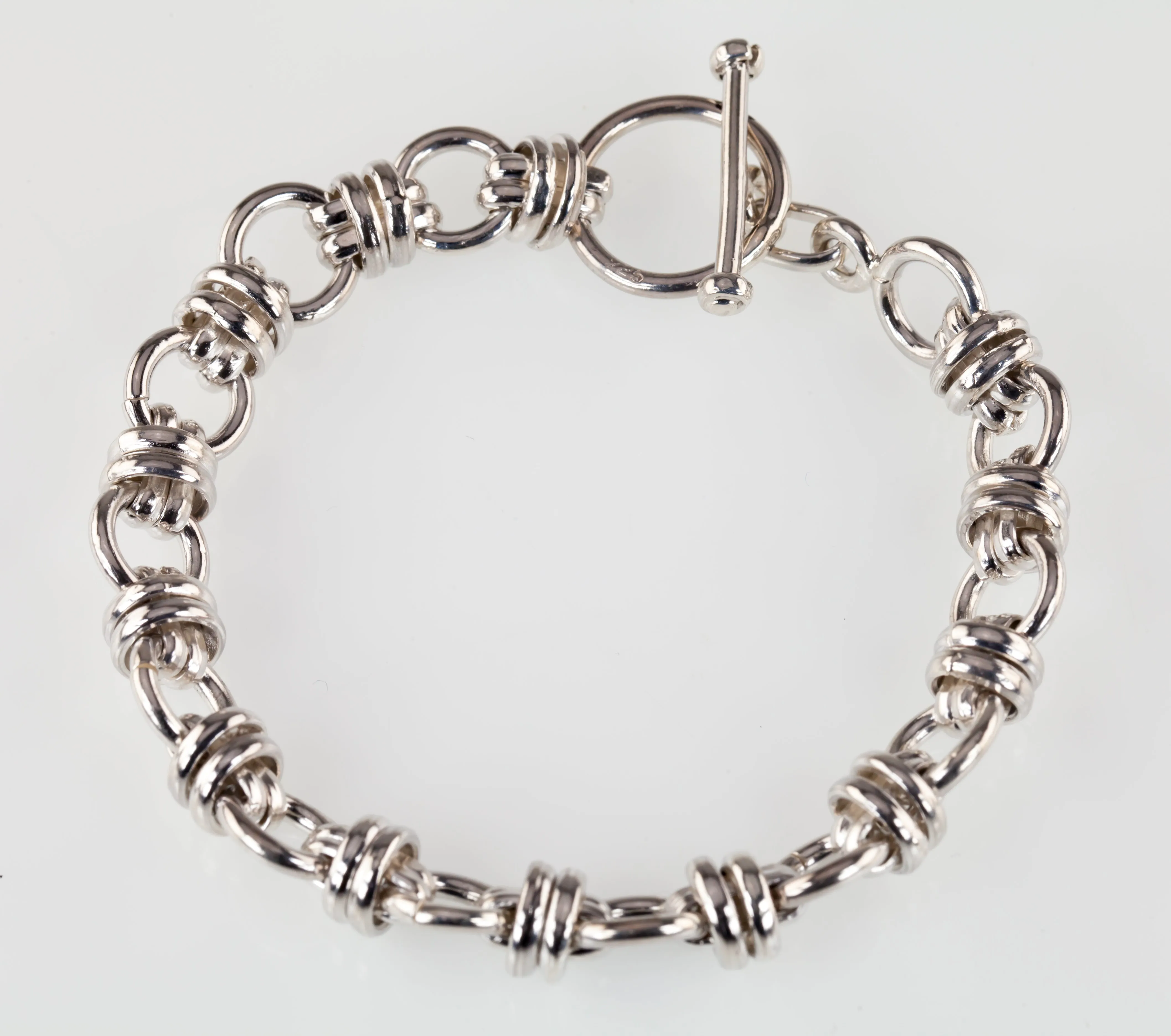 Sterling Silver Multi Cross Link Bracelet 8.25" Long