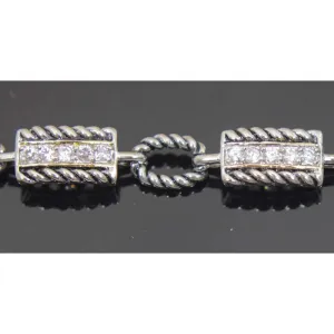Sterling Silver Rope Chain with Zirconia Bracelet 7.5"