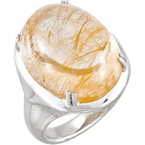 Sterling Silver Rutilated Quartz Ring, Size 7