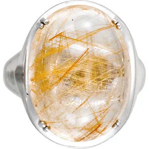 Sterling Silver Rutilated Quartz Ring, Size 7