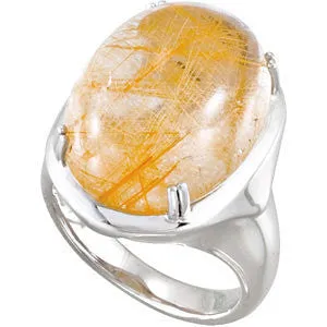 Sterling Silver Rutilated Quartz Ring, Size 7