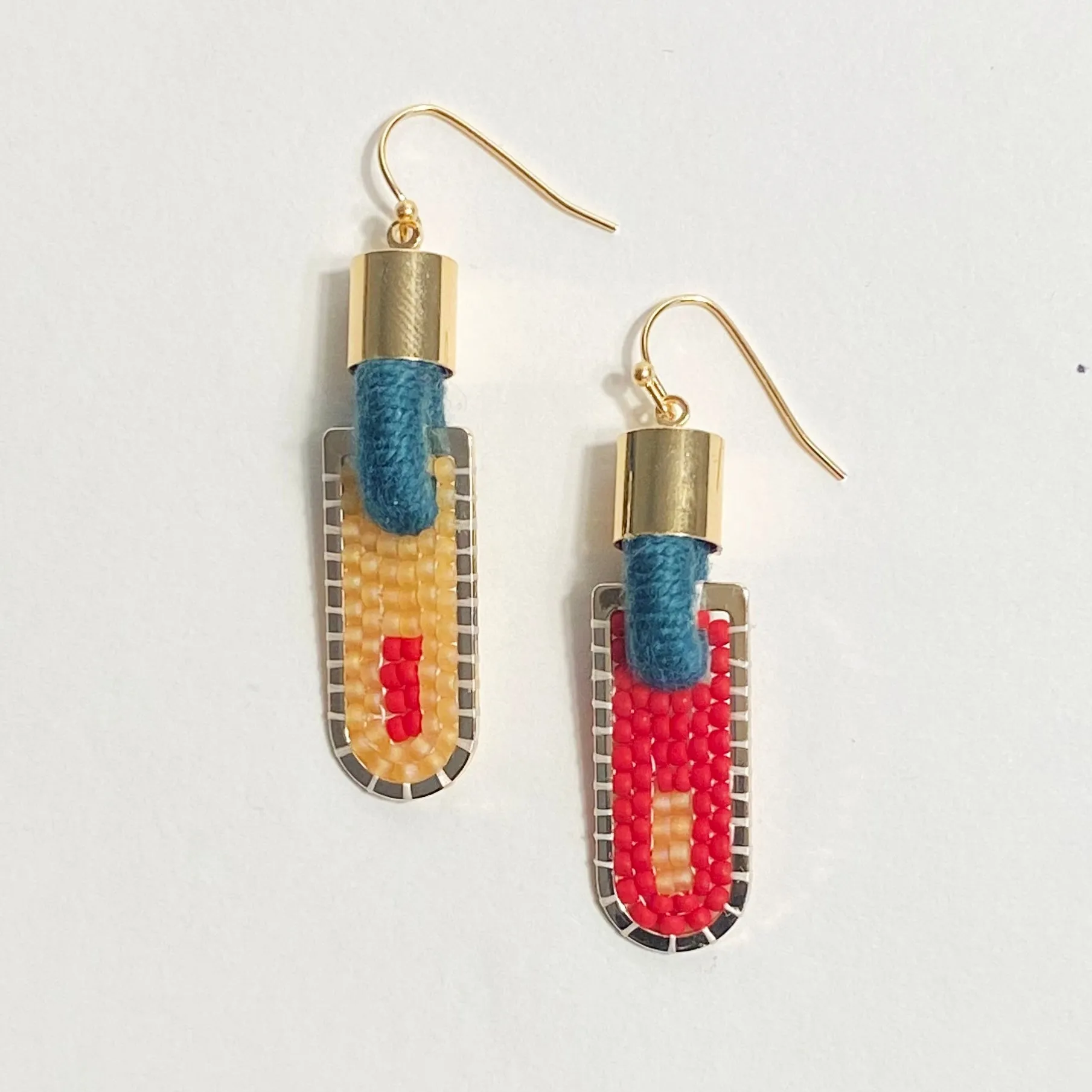 Stripe Geometric Earrings in Poppy/Peach