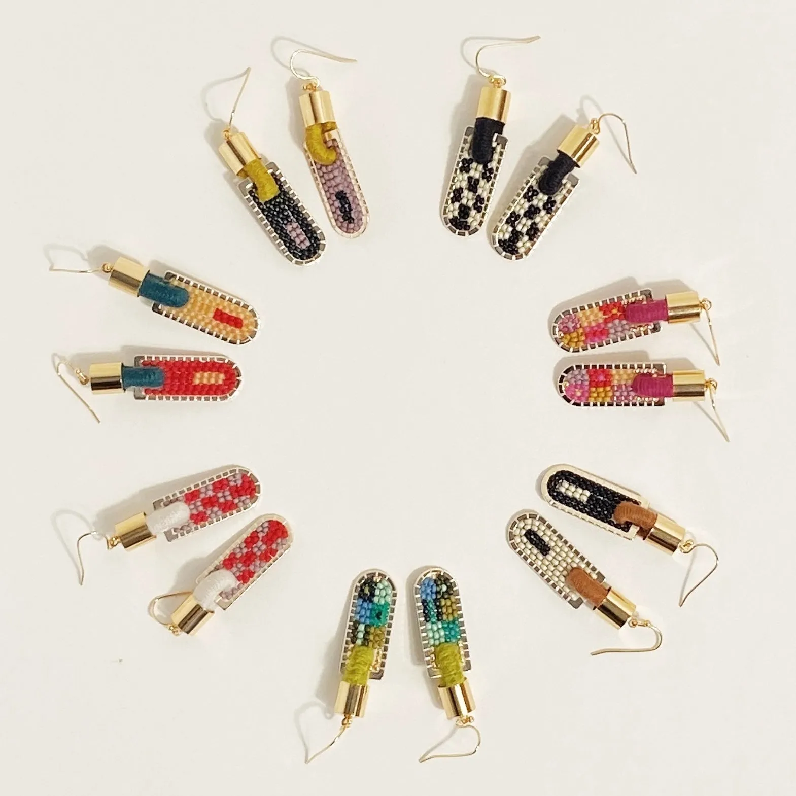 Stripe Geometric Earrings in Poppy/Peach