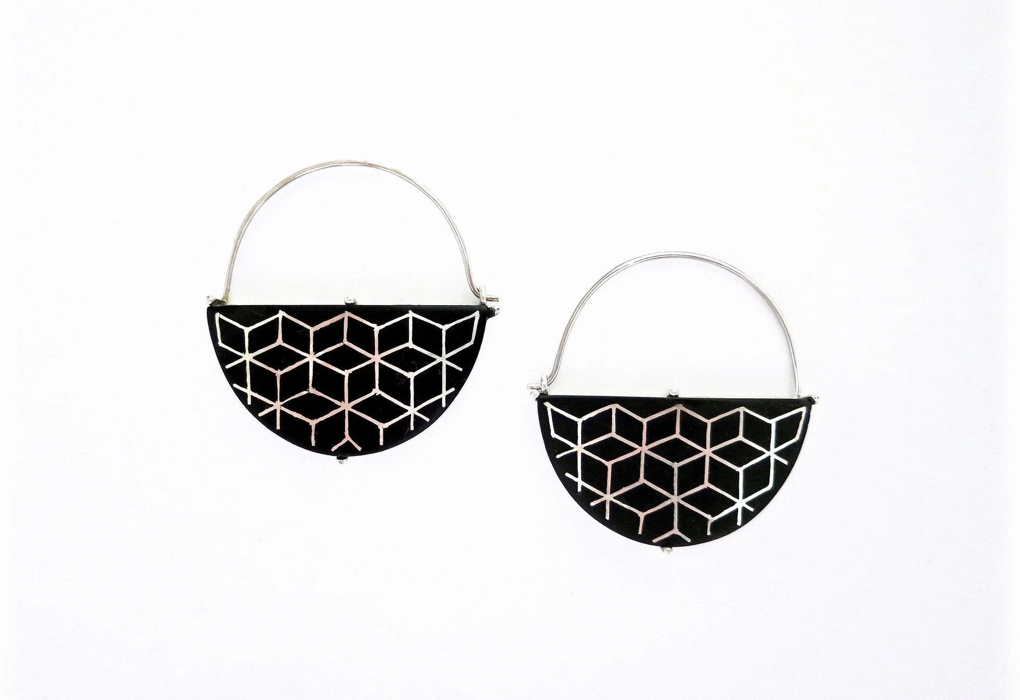 Stunning half moon statement Bidri hoops