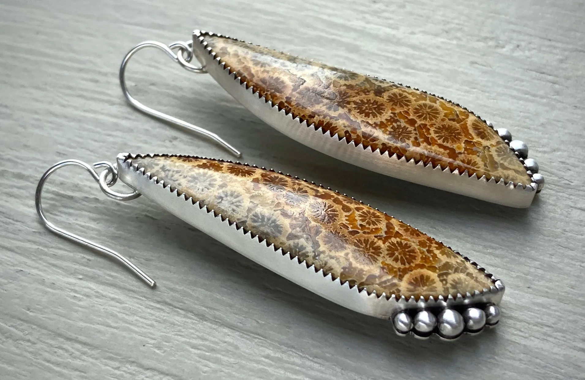 •Sunflower• Fossil Coral Earrings