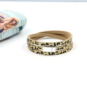 Tan & Black Leopard Print Layered Bracelet