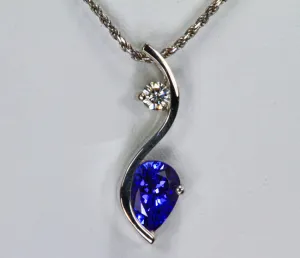 Tanzanite Pendant in 14kt White Gold 1.36 Carat Pear Shape