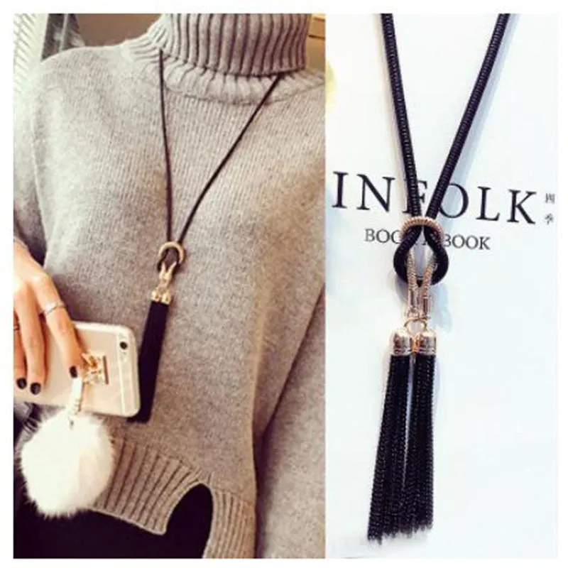 Tassel Long Winter Sweater Chain Necklace